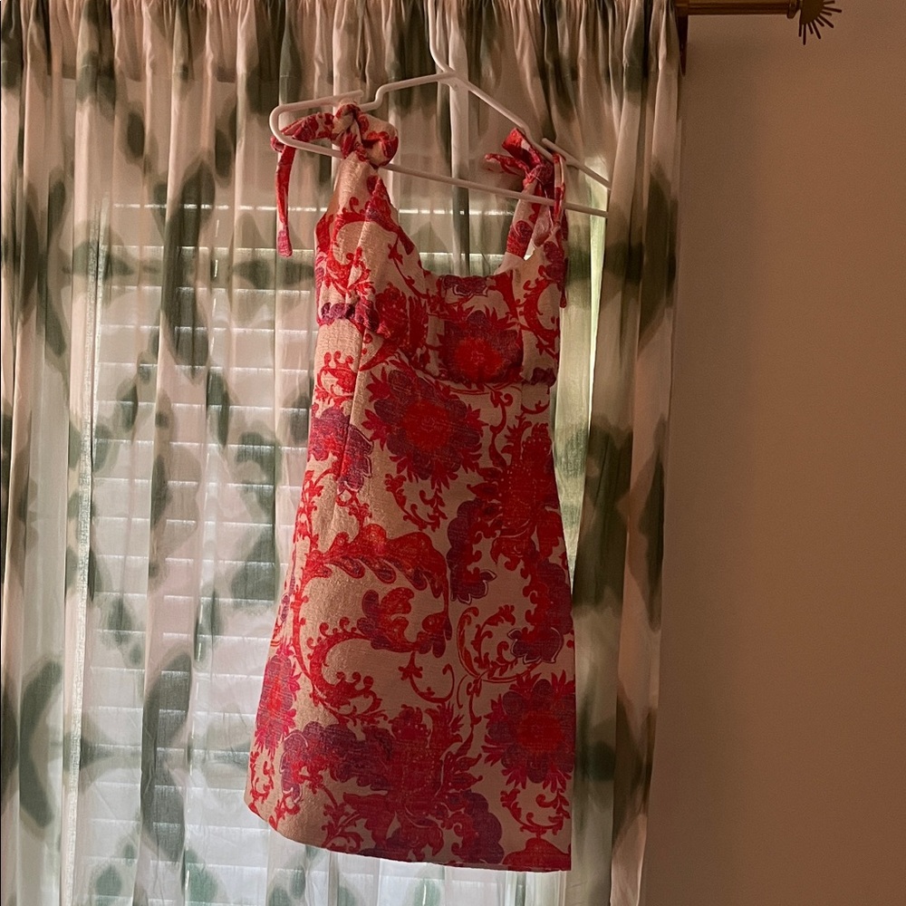 Orange pink purple and Cream Floral Dress